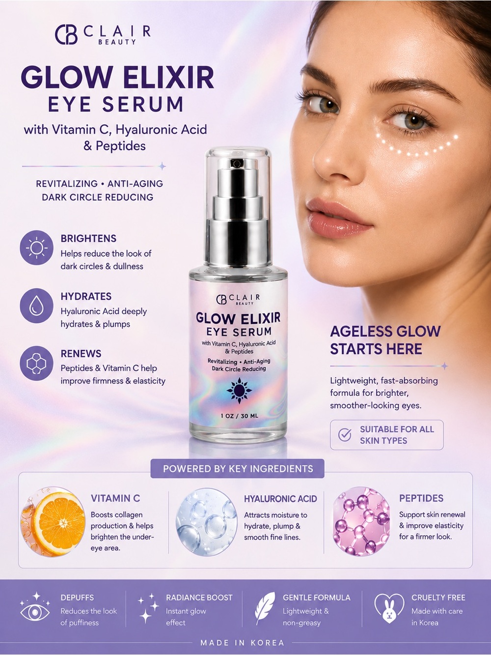 Clair Beauty Glow Elixir Eye Serum